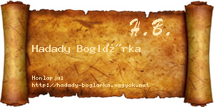 Hadady Boglárka névjegykártya